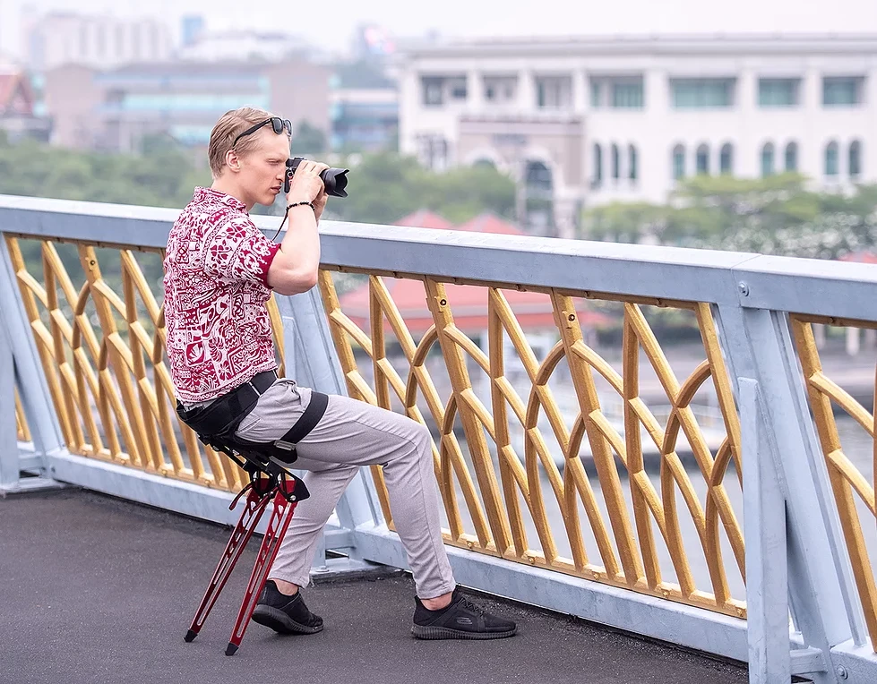 Lex folding wearable chair lets you take a seat anywhere